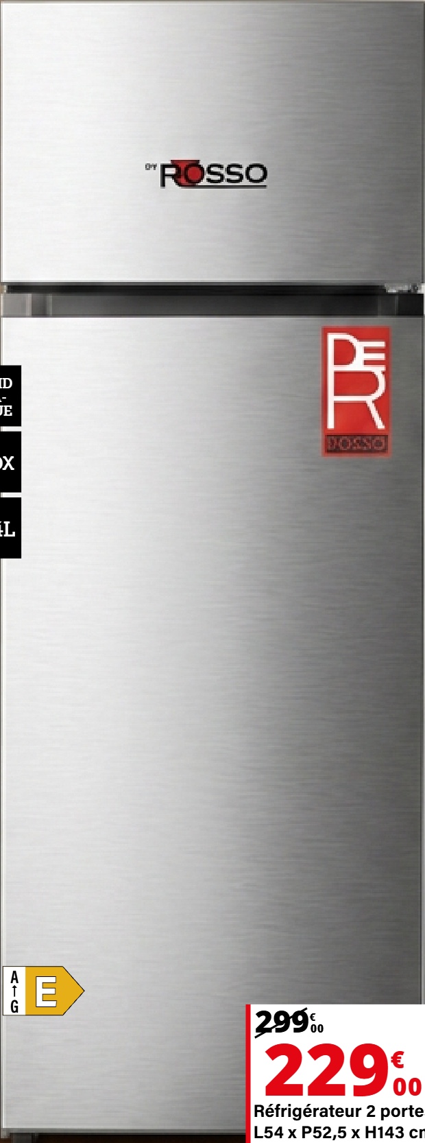 Réfrigérateur 2 portes Rosso — DRK2P210E-S — extrait du prospectus ADAMS