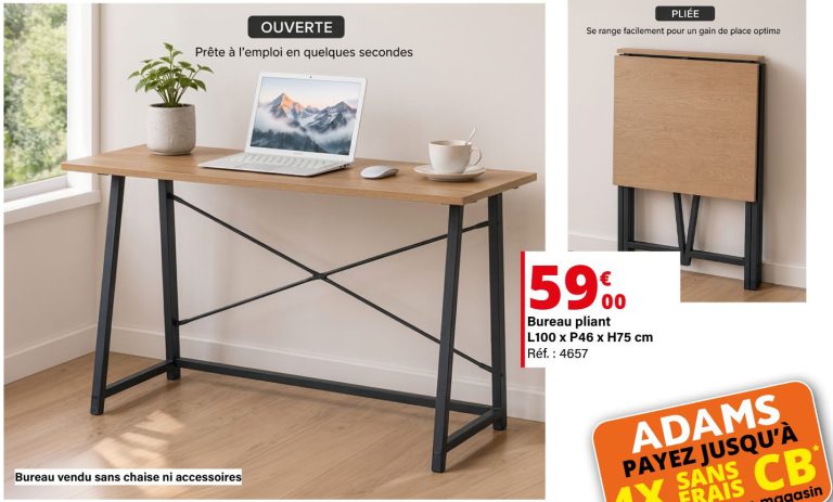 Bureau pliant — extrait du prospectus ADAMS