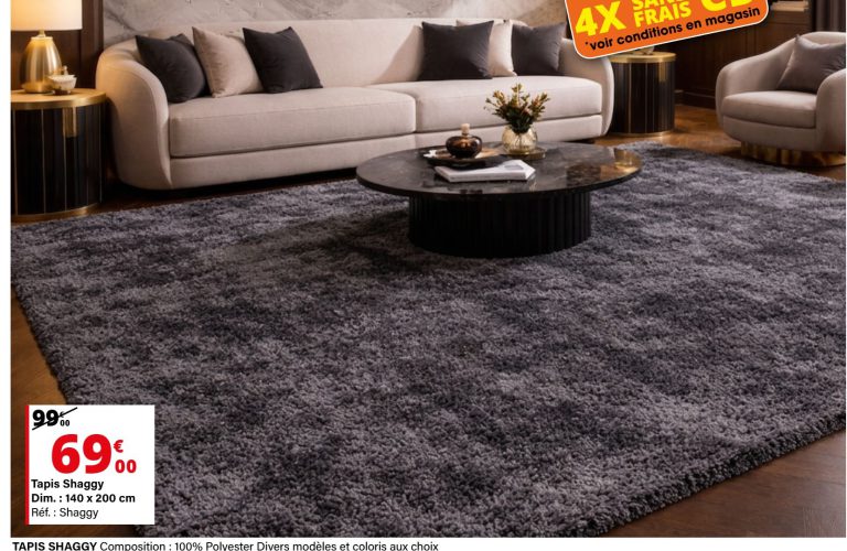 Tapis Shaggy 140 x 200 cm — extrait du prospectus ADAMS