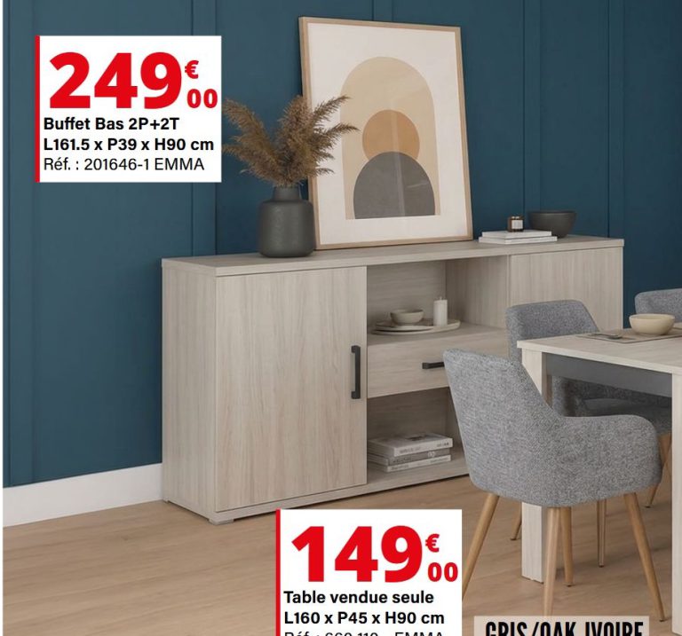 Buffet bas Emma 2 portes et 2 tiroirs — extrait du prospectus ADAMS