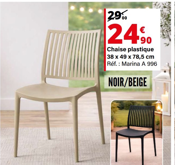 Chaise plastique Marina — extrait du prospectus ADAMS