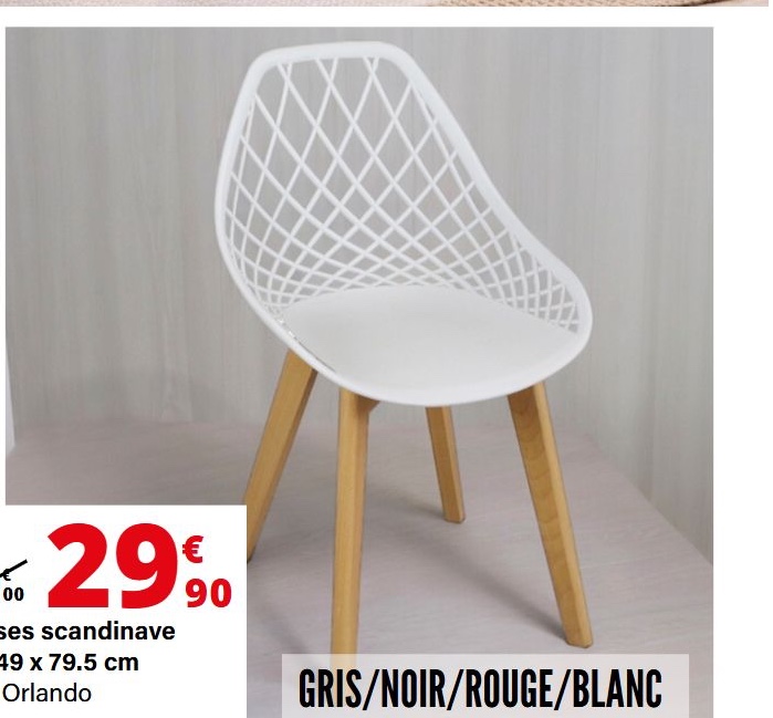 Chaise scandinave Orlando — extrait du prospectus ADAMS