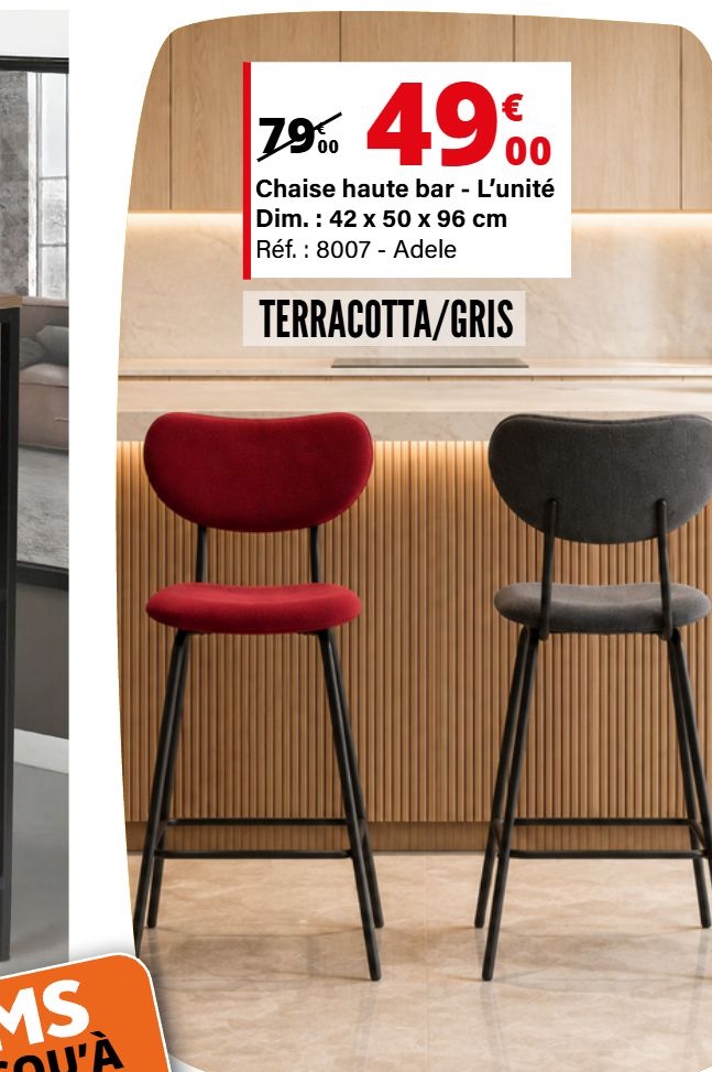 Chaise haute de bar Adèle — extrait du prospectus ADAMS