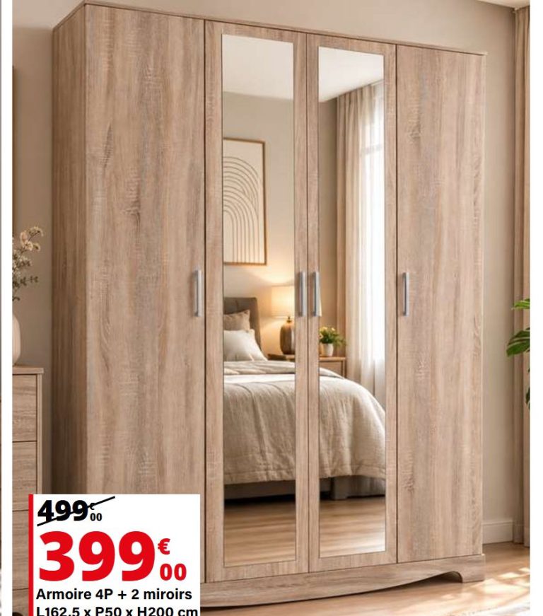 Armoire 4 portes et 2 miroirs — extrait du prospectus ADAMS