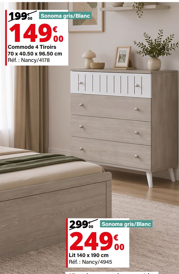 Commode Nancy 4 tiroirs — extrait du prospectus ADAMS